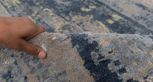 9 x 12 Grey Blue Painting Rug | Abstract Rug | Distressed Style Handmade Rug #873(275x365 Cms.)