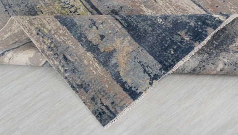 9 x 12 Grey Blue Painting Rug | Abstract Rug | Distressed Style Handmade Rug #873(275x365 Cms.)