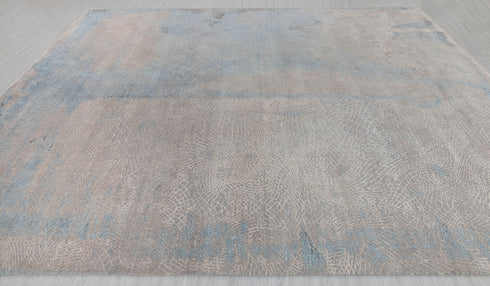 9 x 12 Grey Blue Living Room Rug | Abstract Rug | Distressed Style Handmade Rug #872(275x365 Cms.)