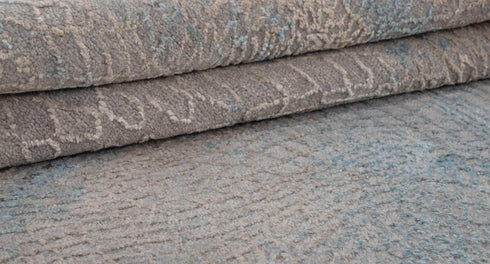 9 x 12 Grey Blue Living Room Rug | Abstract Rug | Distressed Style Handmade Rug #872(275x365 Cms.)