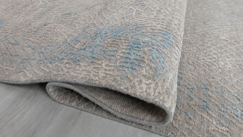 9 x 12 Grey Blue Living Room Rug | Abstract Rug | Distressed Style Handmade Rug #872(275x365 Cms.)