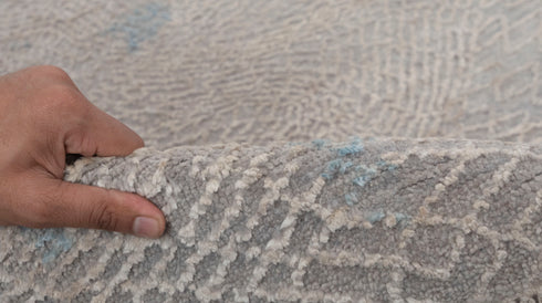 9 x 12 Grey Blue Living Room Rug | Abstract Rug | Distressed Style Handmade Rug #872(275x365 Cms.)