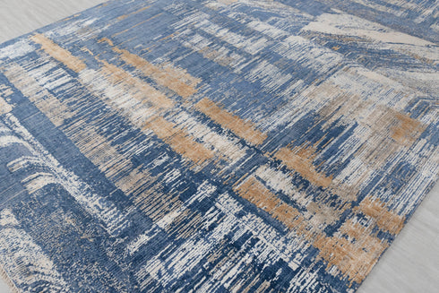 8x10 Blue Modern Designer Wool Real Silk Abstract Style High Quality Hand knotted Rug #870(242x300 Cms.)