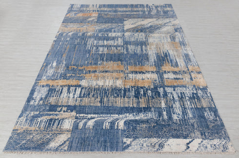 8x10 Blue Modern Designer Wool Real Silk Abstract Style High Quality Hand knotted Rug #870(242x300 Cms.)