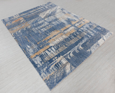 8x10 Blue Modern Designer Wool Real Silk Abstract Style High Quality Hand knotted Rug #870(242x300 Cms.)