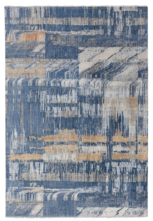 8x10 Blue Modern Designer Wool Real Silk Abstract Style High Quality Hand knotted Rug #870(242x300 Cms.)