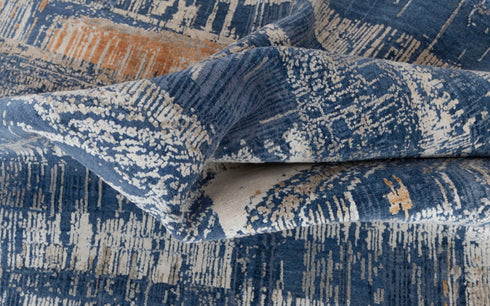 8x10 Blue Modern Designer Wool Real Silk Abstract Style High Quality Hand knotted Rug #870(242x300 Cms.)