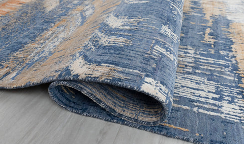 8x10 Blue Modern Designer Wool Real Silk Abstract Style High Quality Hand knotted Rug #870(242x300 Cms.)