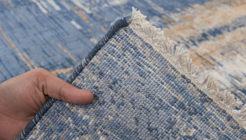 8x10 Blue Modern Designer Wool Real Silk Abstract Style High Quality Hand knotted Rug #870(242x300 Cms.)