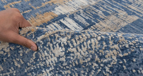 8x10 Blue Modern Designer Wool Real Silk Abstract Style High Quality Hand knotted Rug #870(242x300 Cms.)