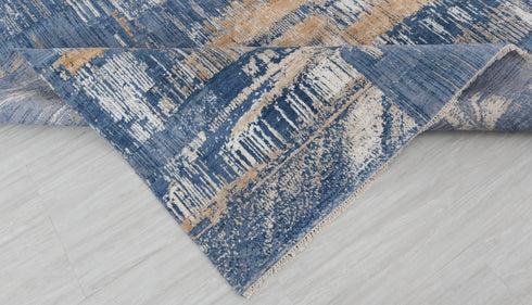 8x10 Blue Modern Designer Wool Real Silk Abstract Style High Quality Hand knotted Rug #870(242x300 Cms.)