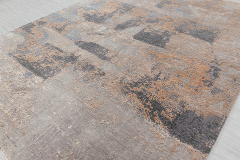 9 x 12 Grey Blue Living Room Rug | Abstract Rug | Distressed Style Handmade Rug #868(275x365 Cms.)