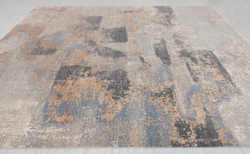 9 x 12 Grey Blue Living Room Rug | Abstract Rug | Distressed Style Handmade Rug #868(275x365 Cms.)