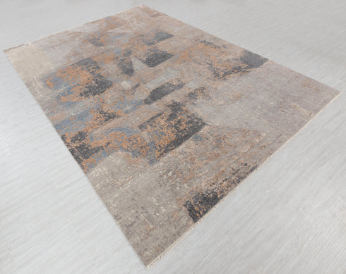 9 x 12 Grey Blue Living Room Rug | Abstract Rug | Distressed Style Handmade Rug #868(275x365 Cms.)