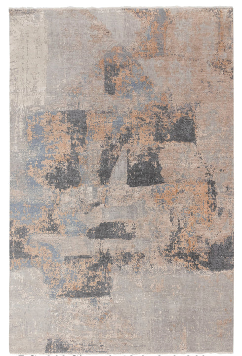 9 x 12 Grey Blue Living Room Rug | Abstract Rug | Distressed Style Handmade Rug #868(275x365 Cms.)