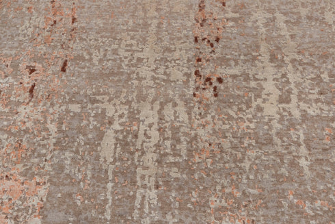 9 x 12 Grey Orange Modern Abstract Rug Transitional Rug Style Handmade Rug #866(275x365 Cms.)