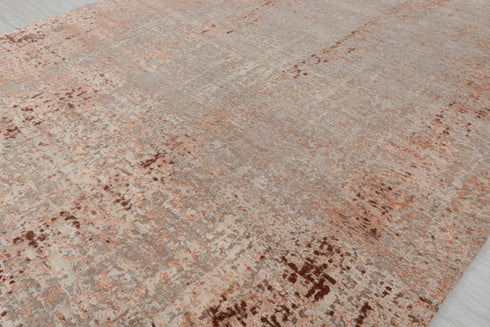 9 x 12 Grey Orange Modern Abstract Rug Transitional Rug Style Handmade Rug #866(275x365 Cms.)