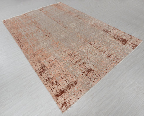 9 x 12 Grey Orange Modern Abstract Rug Transitional Rug Style Handmade Rug #866(275x365 Cms.)