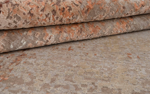 9 x 12 Grey Orange Modern Abstract Rug Transitional Rug Style Handmade Rug #866(275x365 Cms.)