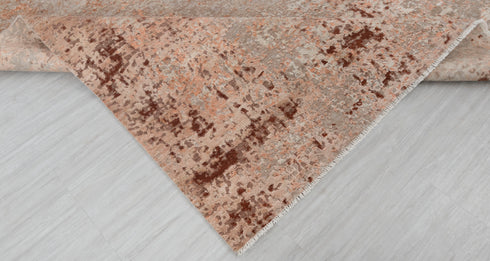 9 x 12 Grey Orange Modern Abstract Rug Transitional Rug Style Handmade Rug #866(275x365 Cms.)