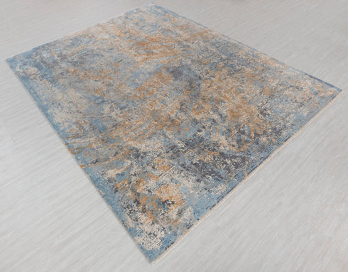 8x10 Colorful Modern Painting Abstract Rug  Hand Knotted Soft Sheen Wool & Silk Rug #867(242x300 Cms.)