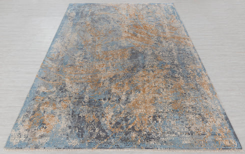 8x10 Colorful Modern Painting Abstract Rug  Hand Knotted Soft Sheen Wool & Silk Rug #867(242x300 Cms.)