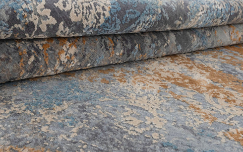 8x10 Colorful Modern Painting Abstract Rug  Hand Knotted Soft Sheen Wool & Silk Rug #867(242x300 Cms.)