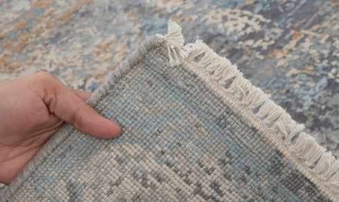 8x10 Colorful Modern Painting Abstract Rug  Hand Knotted Soft Sheen Wool & Silk Rug #867(242x300 Cms.)