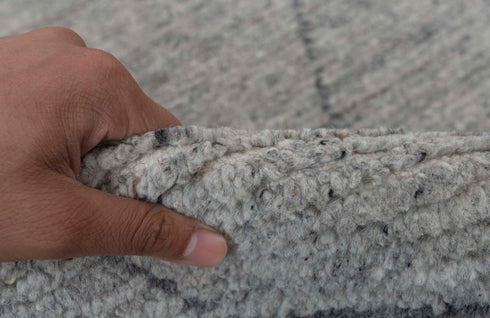 Moroccan Grey Soft  Wool Charcoal Zigzag line Rug  Beni Ourain Hand Knotted Rug,-#662,558-9x12