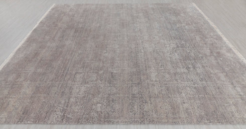 8x10 Grey Modern Designer Wool Real Silk Abstract Style High Quality Hand knotted Rug #959(242x300 Cms.)