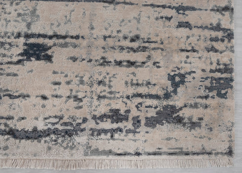 9 x 12 White Grey Blue Living Room Rug | Abstract Rug | Distressed Style Handmade Rug #960(275x365 Cms.)