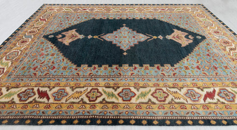 Blue Serapi Classic Wool Oushak Hand Knotted Rug, Turkish Oushak Style..., 4248-9x12