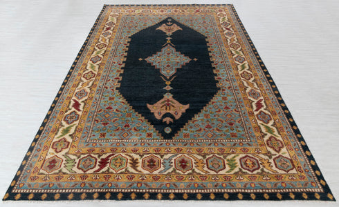 Blue Serapi Classic Wool Oushak Hand Knotted Rug, Turkish Oushak Style..., 4248-9x12
