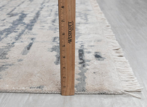 9 x 12 White Grey Blue Living Room Rug | Abstract Rug | Distressed Style Handmade Rug #960(275x365 Cms.)