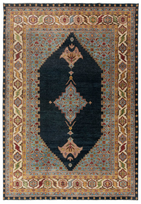 Blue Serapi Classic Wool Oushak Hand Knotted Rug, Turkish Oushak Style..., 4248-9x12
