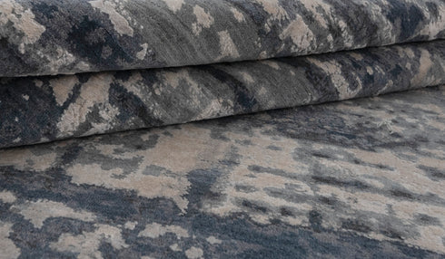 9 x 12 White Grey Blue Living Room Rug | Abstract Rug | Distressed Style Handmade Rug #960(275x365 Cms.)