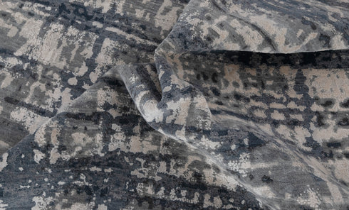 9 x 12 White Grey Blue Living Room Rug | Abstract Rug | Distressed Style Handmade Rug #960(275x365 Cms.)