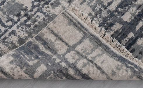 9 x 12 White Grey Blue Living Room Rug | Abstract Rug | Distressed Style Handmade Rug #960(275x365 Cms.)