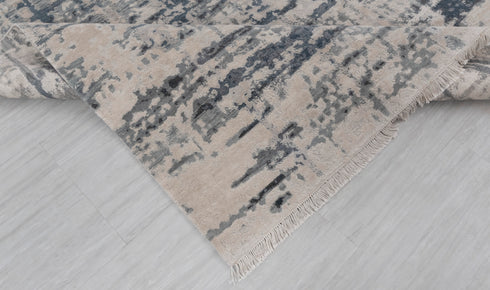 9 x 12 White Grey Blue Living Room Rug | Abstract Rug | Distressed Style Handmade Rug #960(275x365 Cms.)