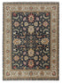 9x12 Black Cream Classic Retro Kerman Hand Knotted High Quality Wool Rug, Decorative Living Room Carpet-1499
