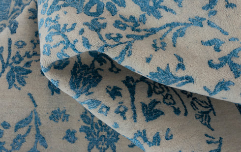 6X9 Beige Blue Rug Modern Style Handmade Wool Silk Touch Rug #2431(180x275 Cms.)