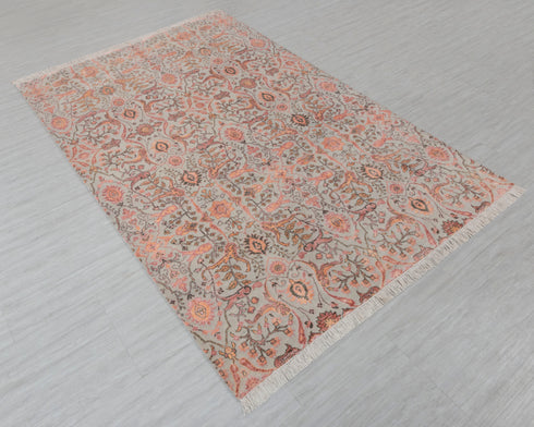 6X9 Colorful Garden Design Rug Modern Style Handmade Wool Silk Touch Rug #4186(180x275 Cms.)