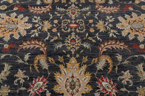 9x12 Charcoal Beige Retro Kerman Hand Knotted High Quality 100% Wool Rug-274