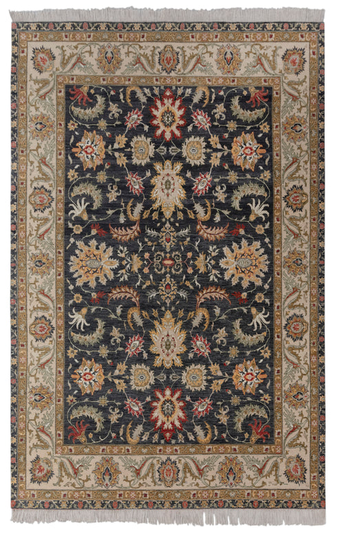 9x12 Charcoal Beige Retro Kerman Hand Knotted High Quality 100% Wool Rug-274