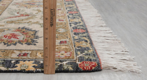 9x12 Charcoal Beige Retro Kerman Hand Knotted High Quality 100% Wool Rug-274