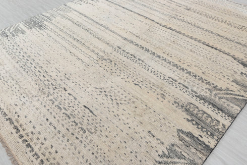 8x10 Moroccan Charcoal Cream Pile Bohemian Geometric Rug Wool Beni Ourain Berber Hand Knotted Se-49