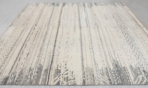 8x10 Moroccan Charcoal Cream Pile Bohemian Geometric Rug Wool Beni Ourain Berber Hand Knotted Se-49