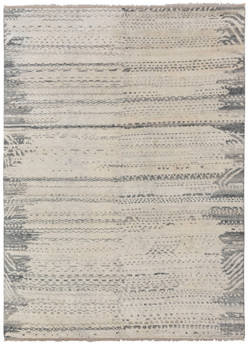 8x10 Moroccan Charcoal Cream Pile Bohemian Geometric Rug Wool Beni Ourain Berber Hand Knotted Se-49