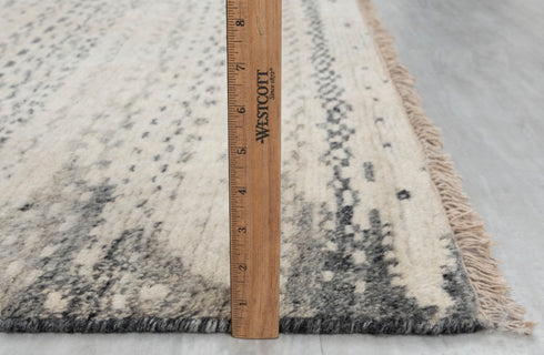 8x10 Moroccan Charcoal Cream Pile Bohemian Geometric Rug Wool Beni Ourain Berber Hand Knotted Se-49