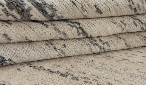 8x10 Moroccan Charcoal Cream Pile Bohemian Geometric Rug Wool Beni Ourain Berber Hand Knotted Se-49